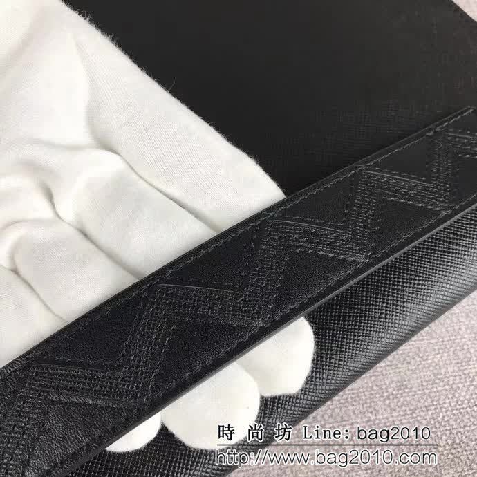 PRADA普拉達 官網同步 專櫃最新款式 頂級原單十字紋牛皮 男士手包 2NG05M DD1169